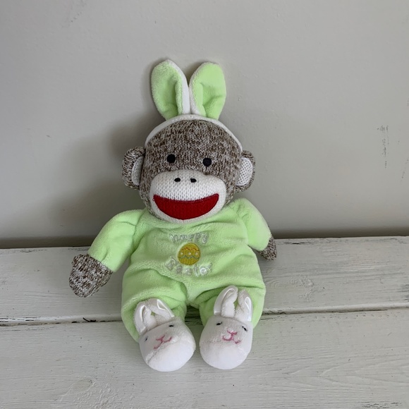 Sock Monkey Plush Rattle “Happy Easter" - Picture 1 of 8
